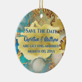 アゲテフェイクブルー金ゴールド水彩写真 セラミックオーナメント (右)