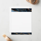 アゲテモダンネイビーブルー金ゴールドゲード ノートカード (正面/裏面インサイチュ)