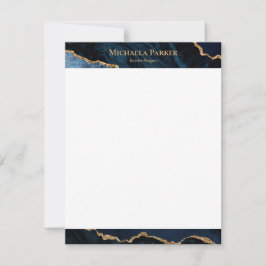 アゲテモダンネイビーブルー金ゴールドゲード ノートカード