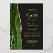 アゲテモダンハンターグリーン金ゴールドダーク結婚ズ 箔招待状 (正面)