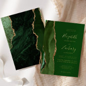 アゲテモダンハンターグリーン金ゴールド結婚ズ 箔招待状