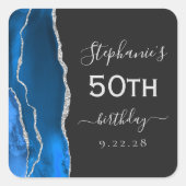 アゲテ王室のブルーシルバーダーク50誕生日 スクエアシール (正面)