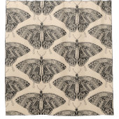 アゲハチョウの蝶淡い色のなモモの黒 シャワーカーテン (正面)