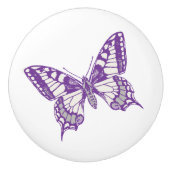 アゲハチョウの蝶紫色のインクをしみ込ませられた芸術のドアノブ セラミックノブ (正面)
