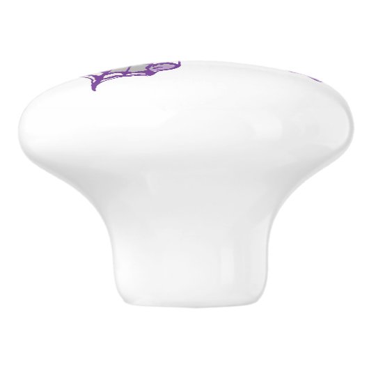 アゲハチョウの蝶紫色のインクをしみ込ませられた芸術のドアノブ セラミックノブ (側面)