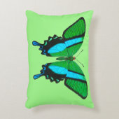 アゲハチョウバタフライイングリーン、ターコイズ&ブラック アクセントクッション (正面(垂直))