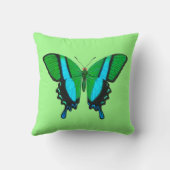 アゲハチョウバタフライイングリーン、ターコイズ&ブラック クッション (裏面)