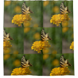 アゲハチョウバタフライオン《植物》百日草 シャワーカーテン