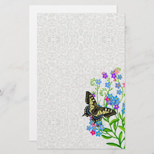 アゲハチョウバタフライ忘れオンメノットスタディティ 便箋 (正面/裏面)