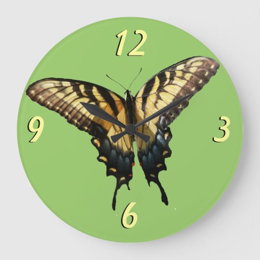 アゲハチョウバタフライIII美しいカラフル写真 ラージ壁時計 (正面)