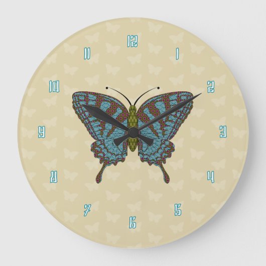 アゲハチョウ日本の時計 ラージ壁時計 (正面)