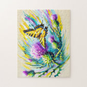 アゲハチョウ蝶とチッスルの油ペイント ジグソーパズル (縦)