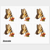 アゲハチョウ蝶の上にムラサキの花 スクエアシール (シート)