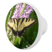 アゲハチョウ蝶の紫色の野生の花 セラミックノブ (右)