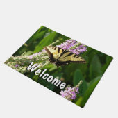 アゲハチョウ蝶の紫色の野生の花 ドアマット (アングル)