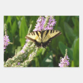 アゲハチョウ蝶の紫色の野生の花 ラッピングペーパーシート (正面)