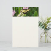 アゲハチョウ蝶の紫色の野生の花 便箋 (スタンド正面)