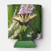 アゲハチョウ蝶の紫色の野生の花 缶クーラー (裏面)