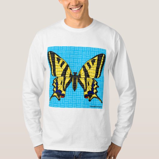 アゲハチョウ(白) - メンズ長袖シャツ Tシャツ (正面)