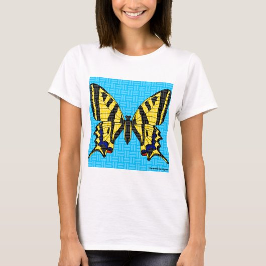 アゲハチョウ(白) - 女性用ベーシックTシャツ Tシャツ (正面)