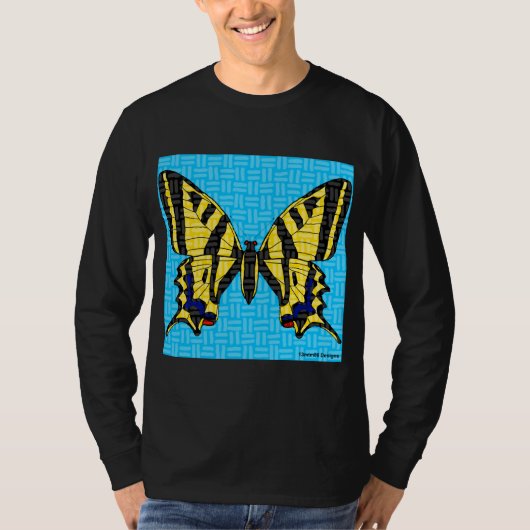アゲハチョウ（鮮やか） - メンズ長袖シャツ Tシャツ (正面)