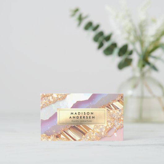 アゲモダンートグリッター金ゴールドグラム 名刺 (スタンド正面)