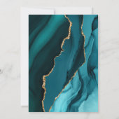 アゲモダンートティール（緑がかった色）金ゴールドダークウェディング日付を保存 招待状 (裏面)