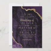 アゲモダンートパープルエレガント金ゴールド結婚ズモノグラム 招待状 (正面)