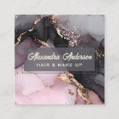 アゲモダンートマーブル金ゴールドグリッターヘアとメイクアップ スクエア名刺 (正面)