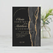 アゲモダンートラグジュアリーブラック&金ゴールド結婚ズ 招待状 (スタンド正面)