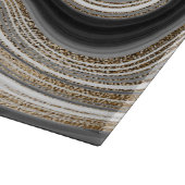 アゲモダンート白黒及び金ゴールド流動大理石 カッティングボード (角)