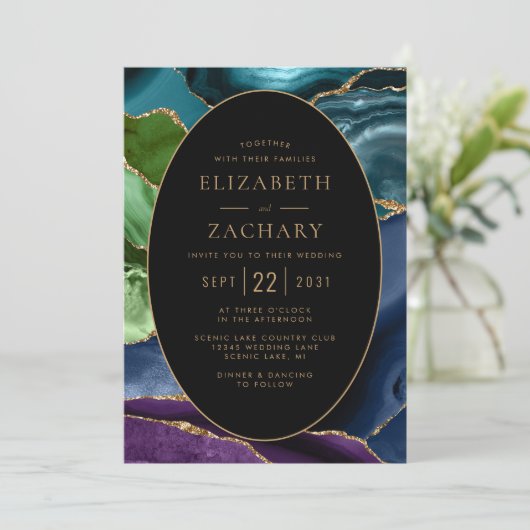 アゲモダンート金ゴールド楕円フレ結婚ーム 招待状 (スタンド正面)