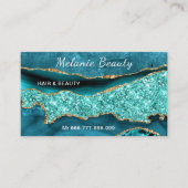 アゲートアクアブルーターコイズQRコードビジネスカード 名刺 (正面)