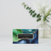 アゲートエレガント深いブルーグリーンデザイナー 名刺 (スタンド正面)