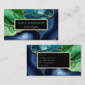 アゲートエレガント深いブルーグリーンデザイナー 名刺 (正面/裏面)