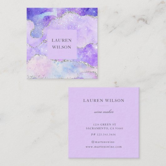 アゲートグリッターピンクブルースクエア名刺 スクエア名刺 (正面/裏面)