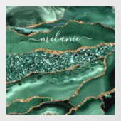 アゲートグリーン金ゴールドグリッターゲードマーブル名前をカスタムする ウィンドウサイン (シート)