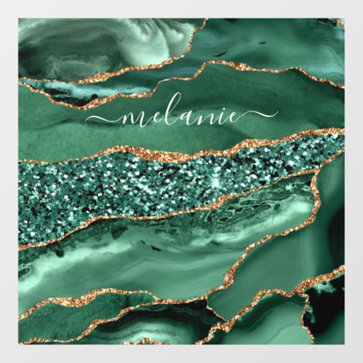 アゲートグリーン金ゴールドグリッターゲードマーブル名前をカスタムする ウィンドウサイン (シート)