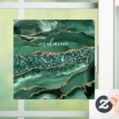 アゲートグリーン金ゴールドグリッターゲードマーブル名前をカスタムする ウィンドウサイン (ホーム)