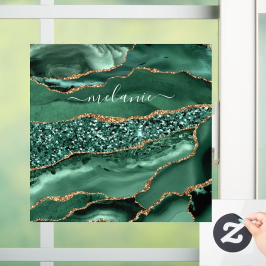 アゲートグリーン金ゴールドグリッターゲードマーブル名前をカスタムする ウィンドウサイン (ホーム)