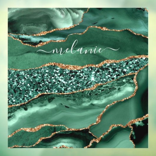 アゲートグリーン金ゴールドグリッターゲードマーブル名前をカスタムする ウィンドウサイン (シート3)