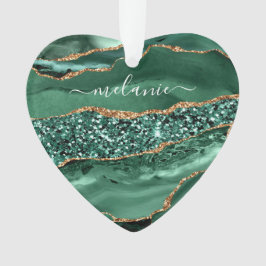 アゲートグリーン金ゴールドグリッターゲードマーブル名前をカスタムする オーナメント