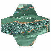 アゲートグリーン金ゴールドグリッターゲードマーブル名前をカスタムする サッカーボール (フラット)