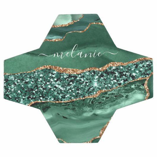 アゲートグリーン金ゴールドグリッターゲードマーブル名前をカスタムする サッカーボール (フラット)