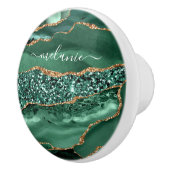 アゲートグリーン金ゴールドグリッターゲードマーブル名前をカスタムする セラミックノブ (右)