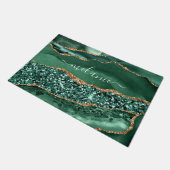 アゲートグリーン金ゴールドグリッターゲードマーブル名前をカスタムする ドアマット (アングル)