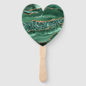 アゲートグリーン金ゴールドグリッターゲードマーブル名前をカスタムする ハンドファン (正面)