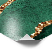 アゲートグリーン金ゴールドグリッターゲードマーブル名前をカスタムする フォトプリント            (角)