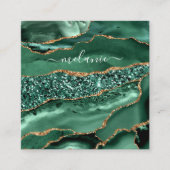 アゲートグリーン金ゴールドグリッターゲードマーブル名前をカスタムする 割引カード (正面)