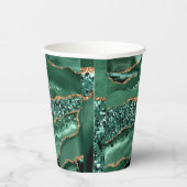 アゲートグリーン金ゴールドグリッターゲードマーブル名前をカスタムする 紙コップ (右)